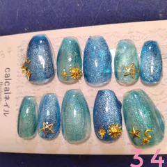 💅ハンドメイドネイルチップ – 青×紫のマグネット ツートンカラー🎀　　　34