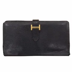 参考価格58☘️】エルメス ベアン リザード 長財布 ブラック