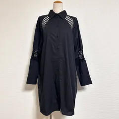 MSGM イタリア製 23SS MESH MIX LONG BLOUSE メッシュ切り替えロングシャツ レギュラーカラー オーバーサイズ ラグランスリーブ シャツワンピース ブラック FREEのサムネイル
