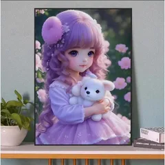 9CTクロスステッチキット少女とクマちゃん65×85cm金糸布