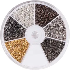 PH PandaHall 約900個/箱 ユー字 金具 U字 エンドパーツ 留め ビーズ 手芸材料 基本 素材 DIY用 混合6色 5x4x1mm