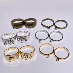 リングパーツ 6種12個セット 台座カン付きリング台 指輪 作成 ビーズ キット