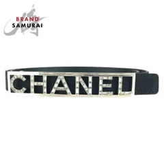美品 CHANEL シャネル ロゴ ラインストーン 85cm/34inc ブラック