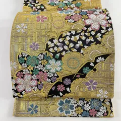 いラインアップ 210mn12◇逸品! 麻の葉◇美品 雪輪文 金糸 名古屋帯