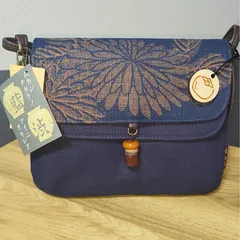 花柄　ショルダーバッグ　手提げバッグ　2way　藍渋染　和柄
