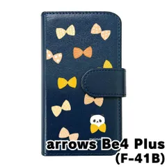 【新品未使用】arrows Be4 Plus F-41B アローズビー4プラス スマホケース 手帳型 (色：ネイビー×柄：パンダとリボン) moimoikka モイモイッカ アニマル カード収納 PUレザー flip2-f41b-nv-20092のサムネイル