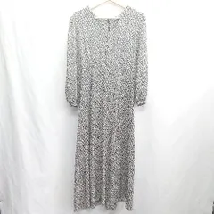 ◇ ⊇ AMAIL アマイル 総柄 長袖 ロング ワンピース サイズF ブラック系 レディース E  【1501230018296】