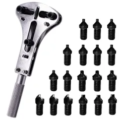【特価セール】腕時計 時計工具 三点支持オープナー 1セット 裏蓋を簡単開閉 スクリューバックオープナー 凹溝の裏蓋 時計の修理 自宅で簡単 電池交換 交換が容易 調整可能 便利用品 最大5.5㎝までサイズ調整可能です （はめ込み用爪6種18本）のサムネイル