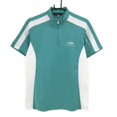 ★値下げ★【超美品】ティゴラ 半袖ハイネックシャツ グリーン×白 ハーフジップ バイカラー メンズ M ゴルフウェア TIGORA