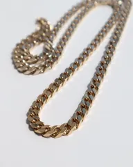 champagne gold color gourmette chain long necklace チャンキー 喜平チェーン ヴィンテージ ロング ネックレス 6㎜ K18GP
