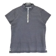 サイズ：0 PGG PEARLY GATES パーリーゲイツ  ハーフジップ半袖Tシャツ ボーダー柄 ネイビー系 [240101540921] ゴルフウェア レディース ストスト