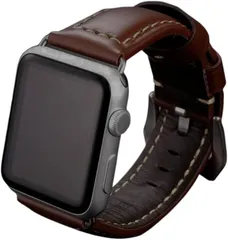 HARRY'S KITCHEN アップルウォッチ Apple Watch バンド 本革製 幅広24mm 厚さ6.3mm レザーバンド 交換ベルト に対応 49/46/45/44/42mm Series 1(ダークブラウン,  ミディアム)