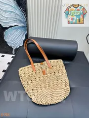 SAINT LAURENT オキサリス ラフィアショルダーバッグ ? 39×30cm [本日特価|新品未使用品]-WT0輸入