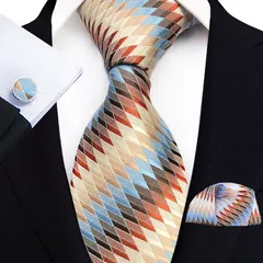 ネクタイ　ポケットチーフ　カフスボタン　格安　3点セット　結婚式 発表会　七五三祝い　パーティー イベント　成人式　卒業式 入学式 入社式　メンズネクタイ　チーフ　カフス　3点　セット　ストライプ柄　ブラウン色　シルバー色　ライトブルー色　ゴールド色