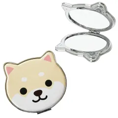 新品 旅するマメしば コンパクトミラー 手鏡 携帯 折りたたみミラー ハンドミラー かわいい キャラクター 柴犬 豆柴 (白 まめこ)