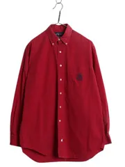【お得なクーポン配布中!】 90s ラルフローレン 長袖 ボタンダウン シャツ メンズ M オールド ポロ 長袖シャツ ワンポイント コットン チノ クッキー クレスト 刺繍 赤