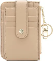 FairyPomu パスケース コインケース 定期入れ リール付き カードケース 薄型 財布 レディース(カーキ色)