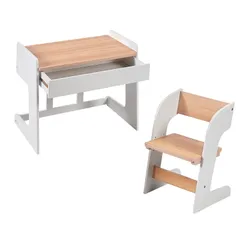 Toffy & Friends 子ども用テーブル 椅子セット 木製 キッズテーブル＆チェア 2点セット子供プレイ テーブル チェア 2点セット 学習/絵かき/ダイニング…
