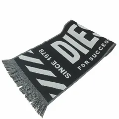 ディーゼル DIESEL 美品 S-Bisc マフラー ロゴ 総柄 フリンジ ウール イタリア製 黒 白 ブラック ホワイト 1224のサムネイル