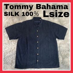 Tommy Bahama トミーバハマ　シルク　アロハ　開襟　シャツ　ボタンシャツ　ボタンダウンシャツ　刺繍　半袖　オープンカラー　シャツ　メンズ　Lサイズ　L