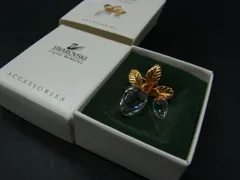 ■美品■ SWAROVSKI スワロフスキー ストロベリー 苺 ブローチ ピンバッジ アクセサリー ゴールド系×クリア DF0282