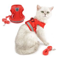 新品 RANPHY 猫用 ハーネス リードセット 抜けない かわいい 犬猫兼用 はーねす 反射テープ付き おしゃれ 胸あて式 足を上げず装着完成 子猫 犬用ハーネス くびわ 軽量 通気 メッシュ 装着簡単 サイズ調節可 脱走防止 ベスト 胴輪 ねこ 子犬 小型