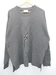 ■ ⊇ EMMA CLOTHES エマ クローズ スリット　モード　モノトーン 長袖 オーバーサイズニット サイズＬ グレー系 メンズ E  【1411130008542】