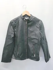 ■ ⊆ Nylaus ナイラス レザー 長袖 ライダース ジャケット サイズM ブラック メンズ E  【1506250005783】