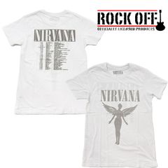 ロックオフ Tシャツ 半袖 ニルヴァーナ ツアー Tシャツ 白 ROCK OFF NIRVANA IN UTERO TOUR ホワイト 両面プリントTシャツ バックプリント
