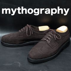 mythography ウイングチップ ドレスシューズ スエード 40サイズ 25cm程度 ダークブラウン ミソグラフィー 革靴 短靴 オックスフォード 外羽根