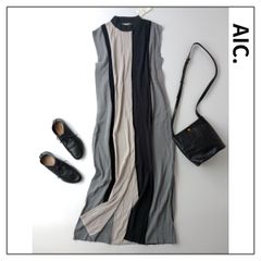 新品 24SS 定価6979円 AIC. エーアイシー シアー ニット ロング ワンピース Free ミックス (124Y＋2827)25N