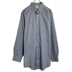 Brooks brothers 長袖 無地シャツ ブルックスブラザーズ XL~ ブルー ビッグサイズ ボタンダウン ポケット 古着卸 アメリカ仕入 a701-7531