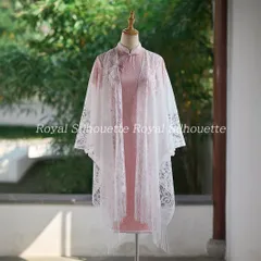 ショール ウェディングショール 白 ウェディング ホワイト レース 結婚式 花嫁 二次会 パーティー ウェディング  フェミニン ガーリー レース 前撮り 透け感 豪華 プリンセス 森ガール チュール 中華