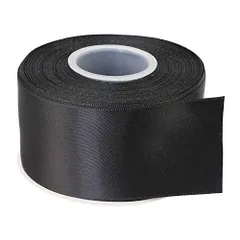 両面サテン#030-ブラック ITIsparkle 両面サテンリボン 幅50mm×22M巻 手芸 服飾 ラッピング ちょう結び リボン #030-ブラック