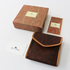ETRO エトロ ペイズリー柄レザー 2つ折り財布/ブラウン キャメル ウォレット【2400013446730】のサムネイル