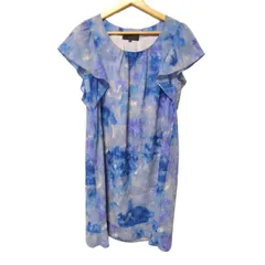 UNTITLED(アンタイトル) ワンピース サイズ2 M レディース美品  - ブルーグレー×グレーベージュ×マルチ クルーネック/半袖/ひざ丈