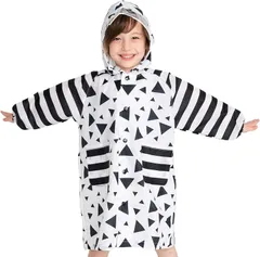 ＺＡＩＤＥＡ レインコート キッズ 雨具 レインウエア カッパ ランドセル対応 子供 通園 通学 収納バッグ付き 120cm( ホワイト・三角,  120)