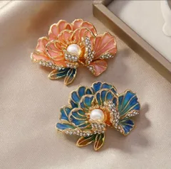 ブローチ花ブルーお洒落セレモニー大人可愛いチャイナ上品青華やかコサージュ大きめ春