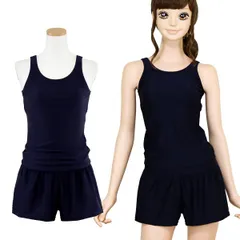 スクール水着 女の子 セパレート 無地 ネイビー (1835024) めくれ防止 140 150 160 170cm 小学生 中学生 高校生 女子 ジュニア キッズ 水着 体型カバー キュロット