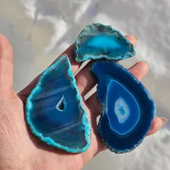 青色アゲートスライス置物特大3.5kg本立てにも