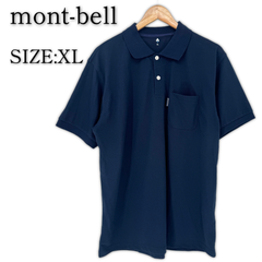 美品 mont-bell モンベル 半袖 ポロシャツ XL ネイビー メンズ 古着 大きいサイズ 大きめ スポーツ カジュアル 鹿の子