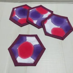 コースターNo.23　赤・紫×エンジ