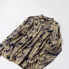 カルヴェン CARVEN シフォン 総柄 フリル ネック ブラウス 48/ネイビー トップス プルオーバー 長袖 ペイズリー【2400013555333】のサムネイル