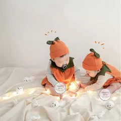 ハロウィン かぼちゃ ロンパース ハロウィーン クリスマス サンタ 衣装 2点セット 子供 女の子 男の子 コスプレ 衣装 パーティー おしゃれ 赤ちゃん ベビー キッズ カバーオール 綿 コットン 可愛い プレゼント 秋冬 jtpb991