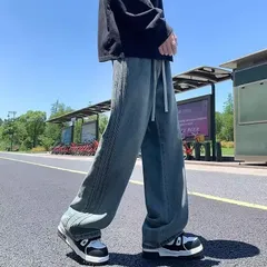 デニムパンツ メンズ ワイドパンツ ロングパンツ ボトムス ウエストゴム ジーンズ ジーパン デニム シンプル カジュアル 大人 ゆったり おしゃれ 通勤 通学 メンズファッション wslf05