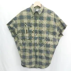 ◇ Θ◎ ZARA ザラ チェック柄 ノースリーブ シャツ サイズ38 カーキ レディース E  【1501230001588】