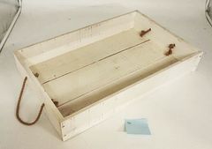 アウトレット木箱　ディスプレイトレイ アンティーク調　ホワイト　内寸 565×360×90 [mm]　製品管理No.【70A-449】