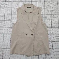 ◇ ⊇ Tip Top ティップトップ シンプル ノースリーブ ベストジャケット サイズフリー ベージュ系 レディース E  【1508200020211】