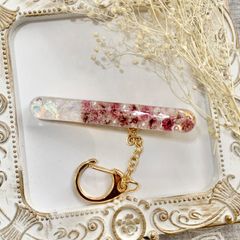 かすみ草　パール　ドライフラワー　キークリップ　レジン