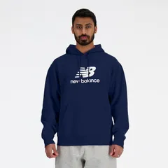 ニューバランス スウェット パーカー メンズ NewBalance スタックドロゴ 長袖 フーディ プルオーバー  スエット トップス パーカ スウェットシャツ スポーティ  紺色 ネイビー スポーツウエア 服 フレンチテリー/MT41501-NNY